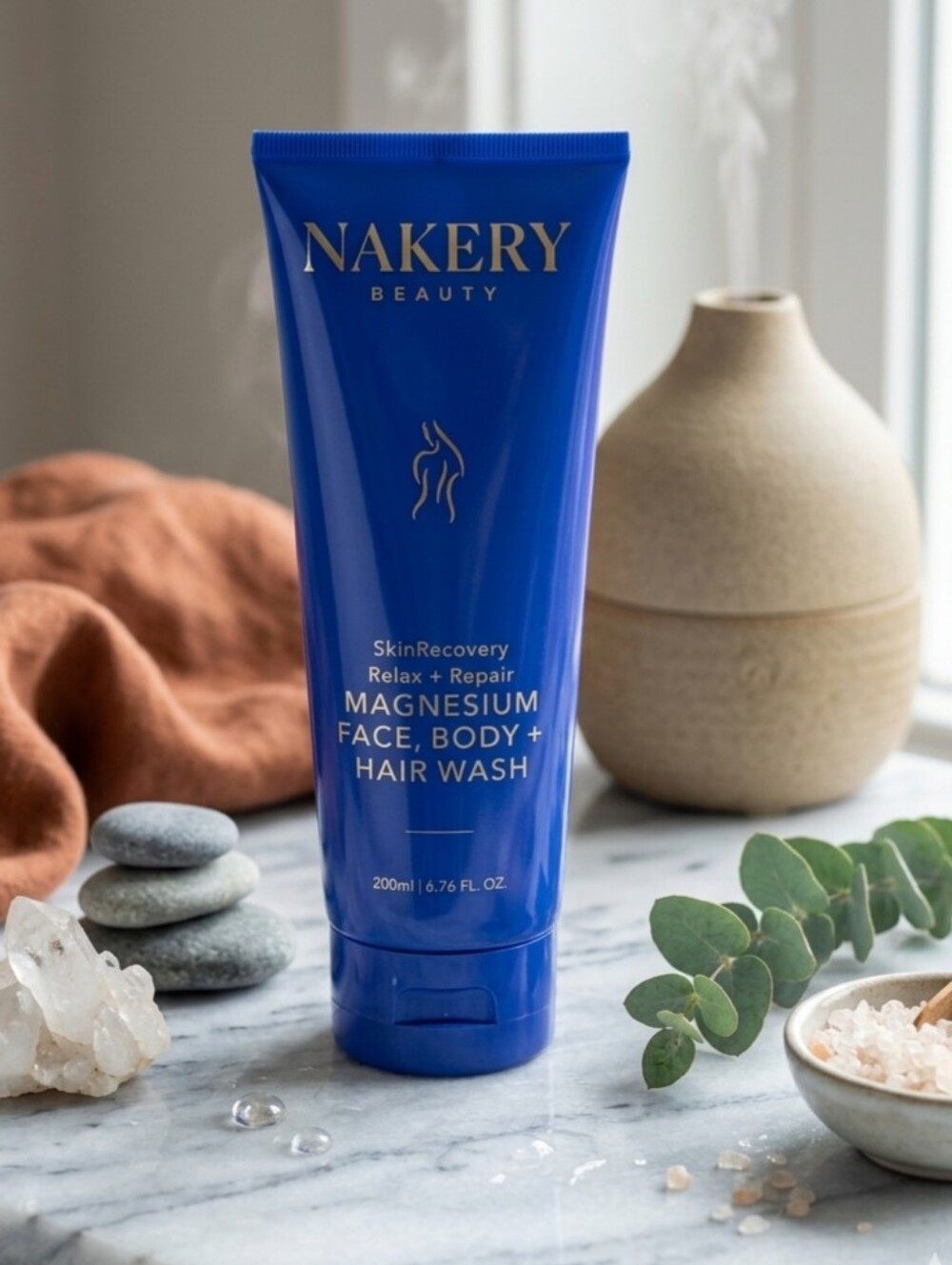 NEW NAKERY Beauty SkinRecovery Relax + Repair Magnesium Face, Body + Hair Wash